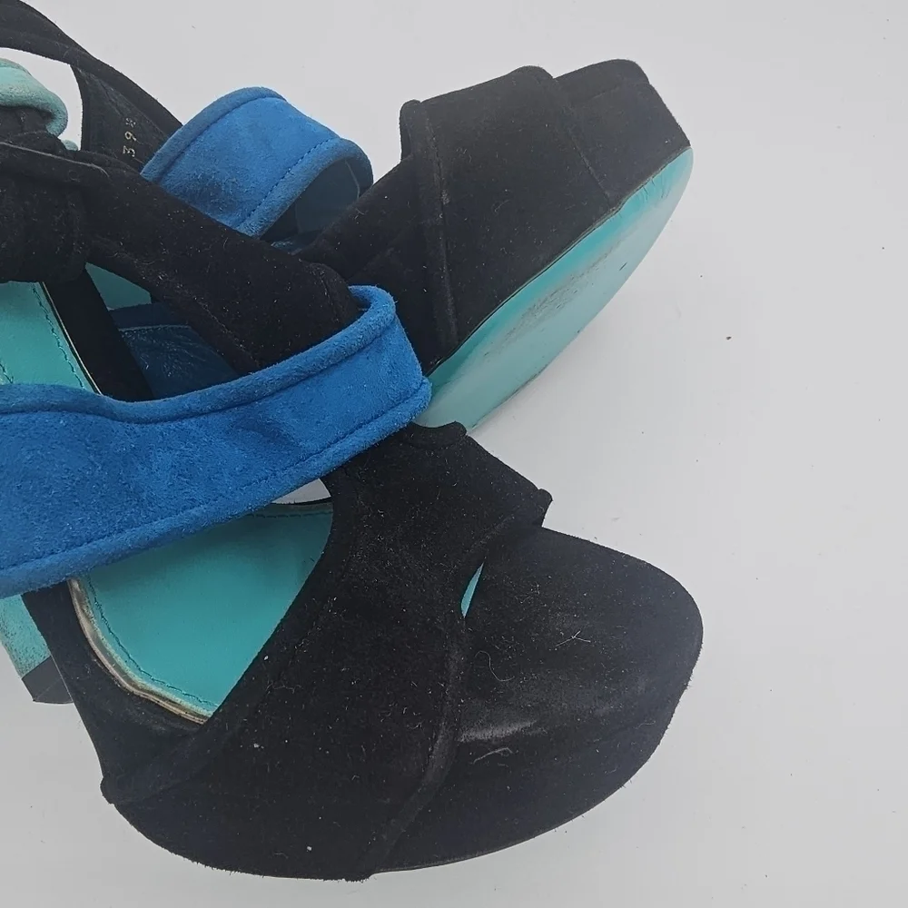 Gucci Women's Tri color suede Slingback Sandals Platform Size 39.5 - Picture 11 of 13